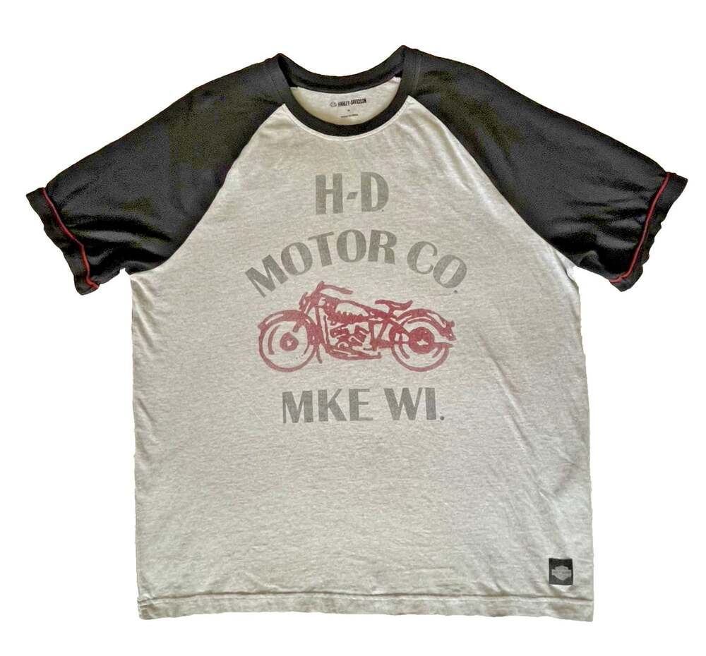 Harley-Davidson Mens XL Black/Gray/Red Motorcycle Graphic Short Sleeve T-Shirt